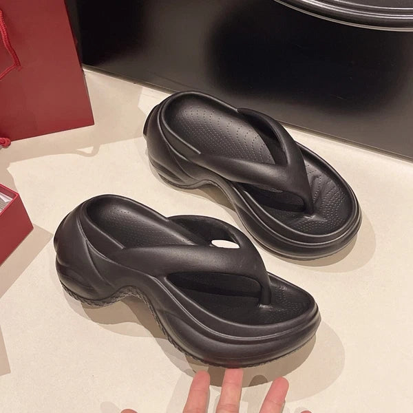Summer Womens Beach Slippers Girls Fashion Flip Flops Platform Heels Sandals New