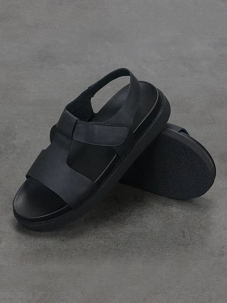 Open Toe Sandals Slingbacks Casual Real Leather Mens Shoes Roman Style Summer 43