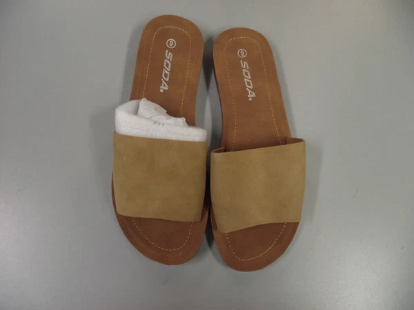 Women's Tan Sandals- Slides BY Soda ~Size 9~NWNB!