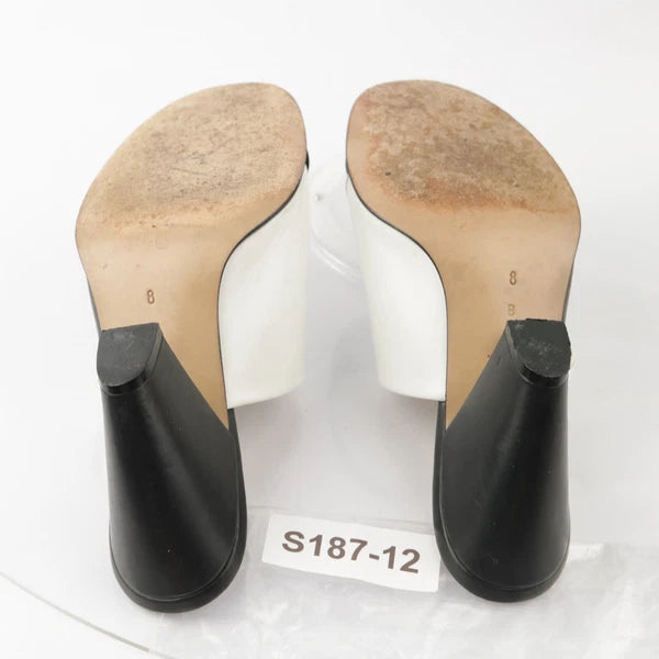 Walter Steiger Italy Women's Sandal Size 8 Block Heel Mule Slide Black White