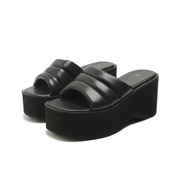 Womens Summer Wedge Heels Slides Chunky Platform Ladies Fashion Sandals Slippers