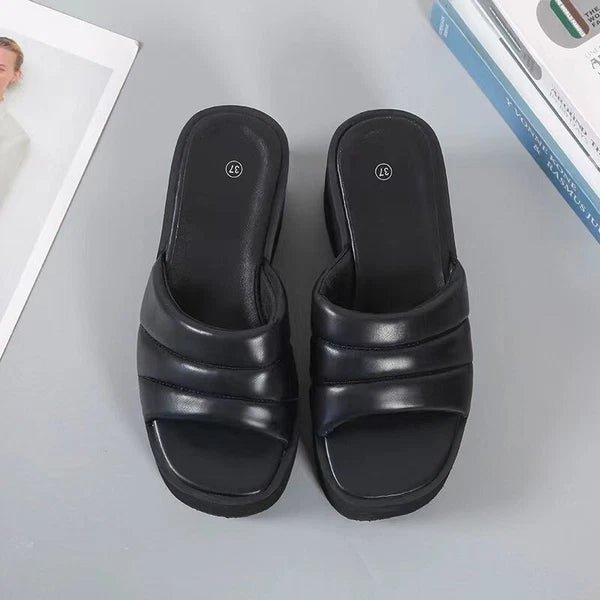 Womens Summer Wedge Heels Slides Chunky Platform Ladies Fashion Sandals Slippers