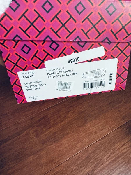Tory Burch Bubble Jelly Slide Sandal With Logo  Black Sz 10