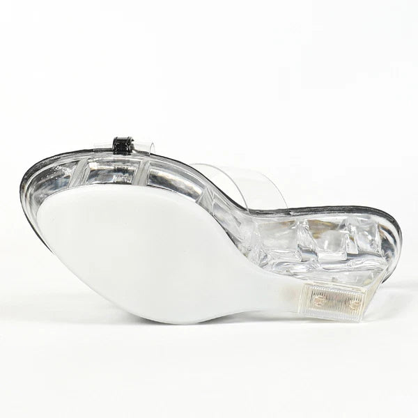 Women's Clear Crystal Platform High Wedge Sandals Mules Slides Shoes Party 2025